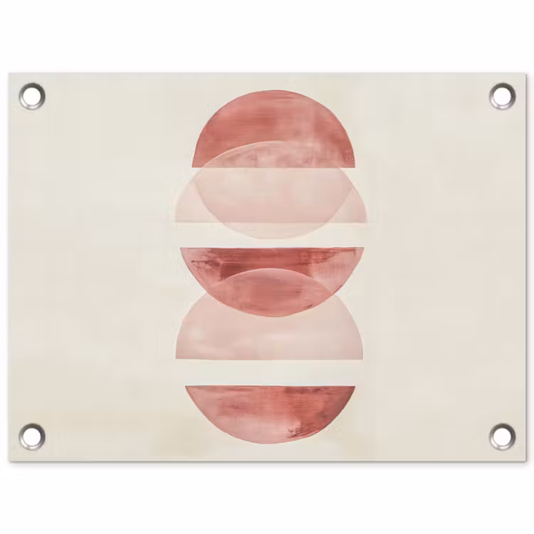 Minimalistisch - Cirkels - Roze tuinposter los doek klein -3d