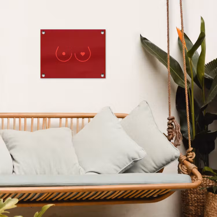 Minimalistisch - Lijnillustratie - Rood tuinposter los doek klein -sfeer7