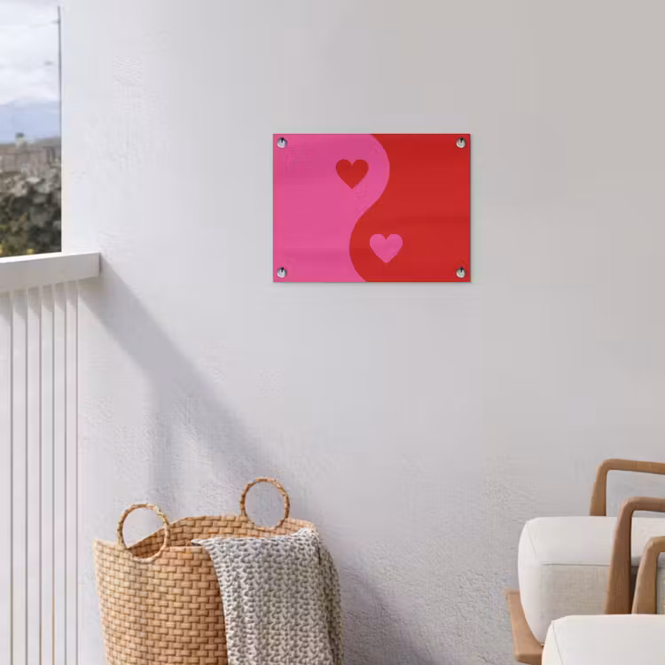Minimalistisch - Rood - Roze - Hartjes tuinposter los doek klein -sfeer8