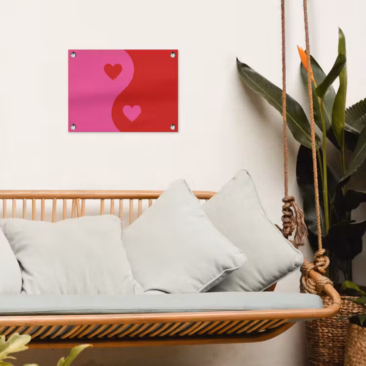 Minimalistisch - Rood - Roze - Hartjes tuinposter los doek klein -sfeer7