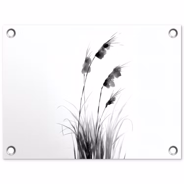 Minimalistisch - Stelen - Wit tuinposter los doek klein -3d