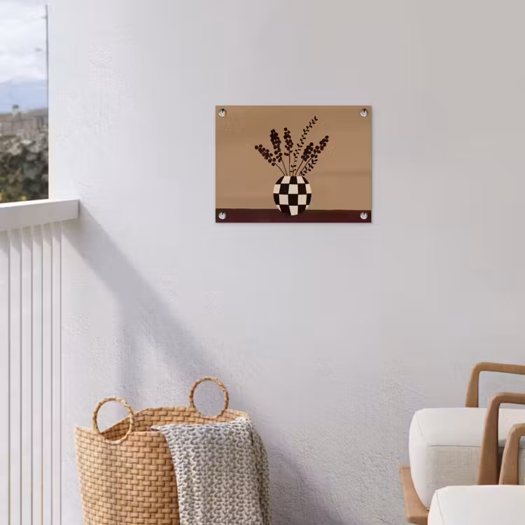 Minimalistisch - Vaas - Bloemen - Bruin tuinposter los doek klein -sfeer8