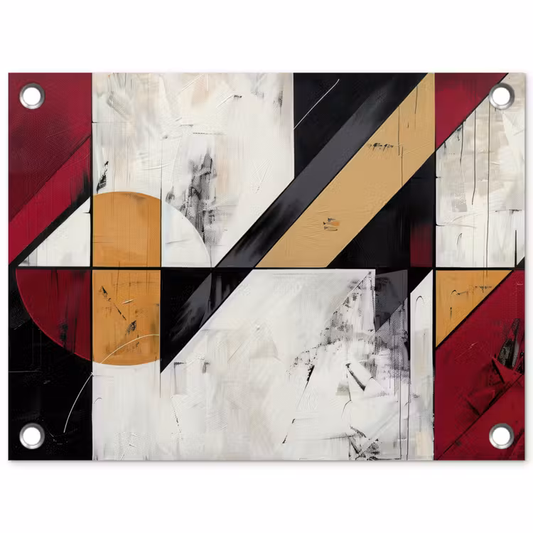 Modern - Abstract - Geometrisch - Rood - Industrieel tuinposter los doek klein -3d