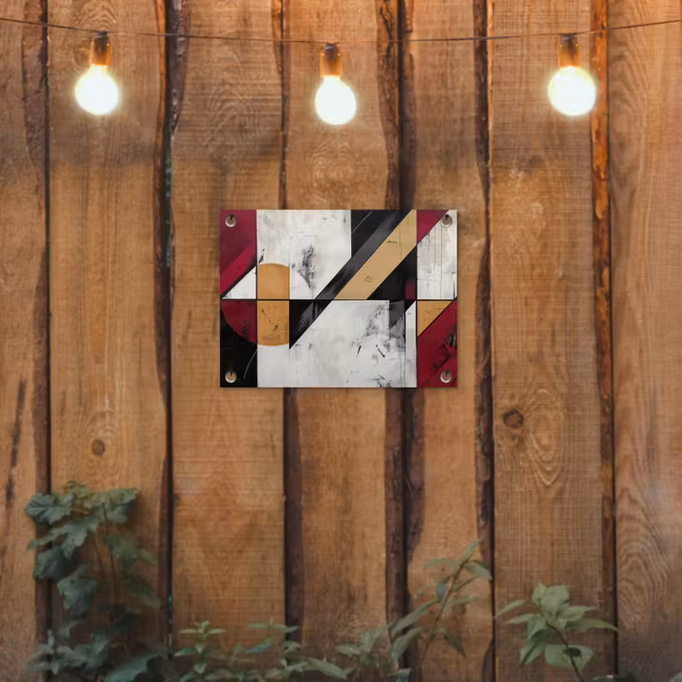 Modern - Abstract - Geometrisch - Rood - Industrieel tuinposter los doek klein -sfeer1
