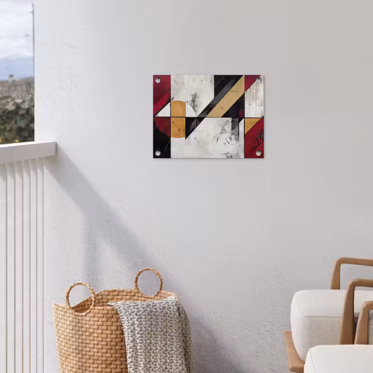 Modern - Abstract - Geometrisch - Rood - Industrieel tuinposter los doek klein -sfeer8