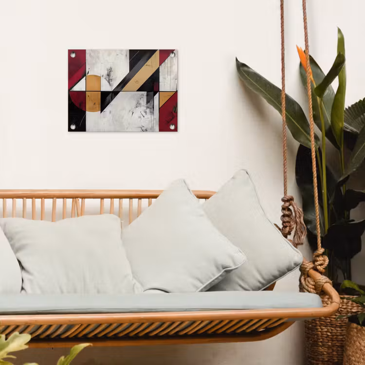 Modern - Abstract - Geometrisch - Rood - Industrieel tuinposter los doek klein -sfeer7