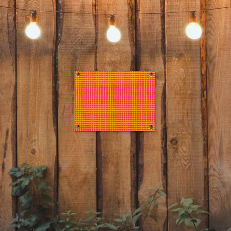 Modern - Stippen - Oranje tuinposter los doek klein 239 -sfeer1