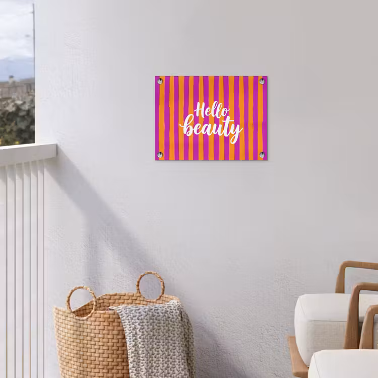 Modern - Hello - Oranje tuinposter los doek klein -sfeer8