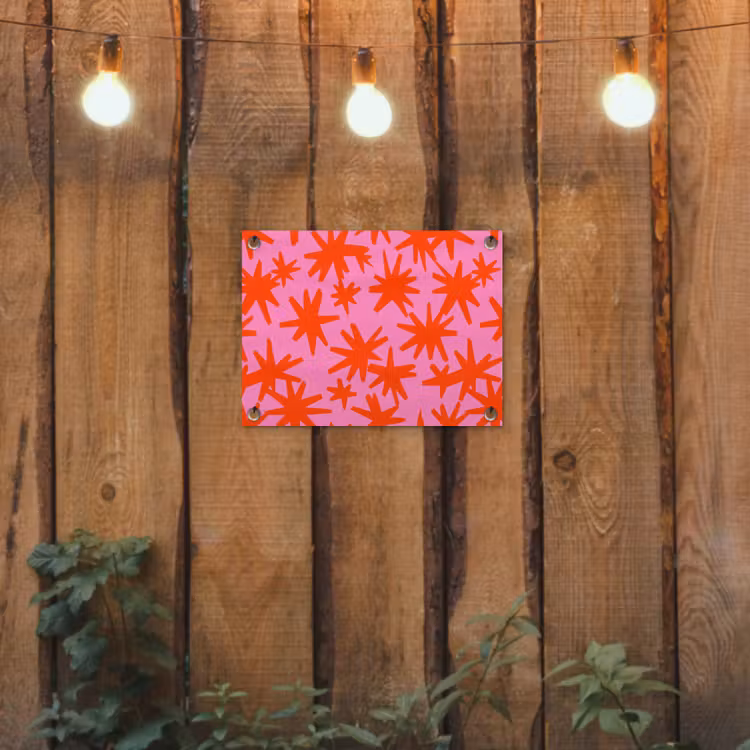 Modern - Sterren - Roze tuinposter los doek klein 239 -sfeer1