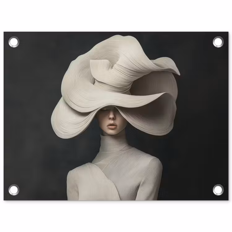 Modern - Vrouw - Hoed tuinposter los doek klein -3d