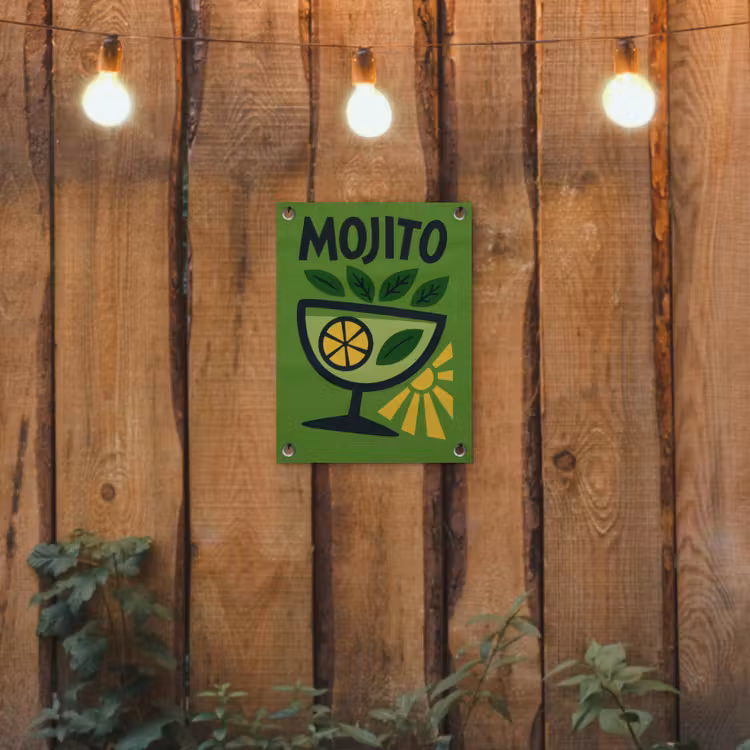 Mojito - Cocktail - Citroen - Groen tuinposter los doek klein -sfeer1