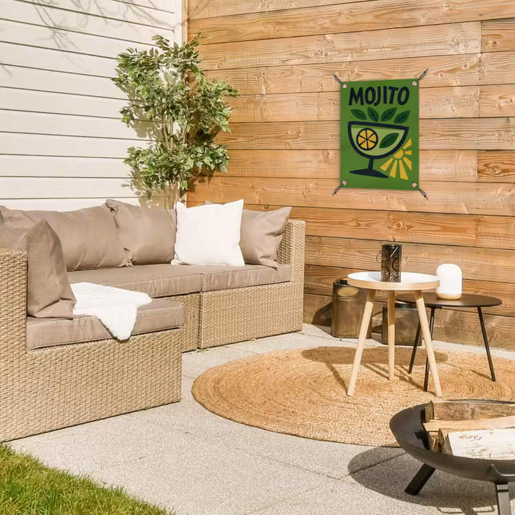 Mojito - Cocktail - Citroen - Groen tuinposter los doek klein -sfeer4
