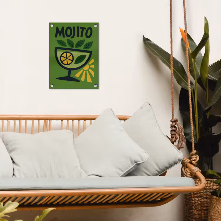 Mojito - Cocktail - Citroen - Groen tuinposter los doek klein -sfeer7