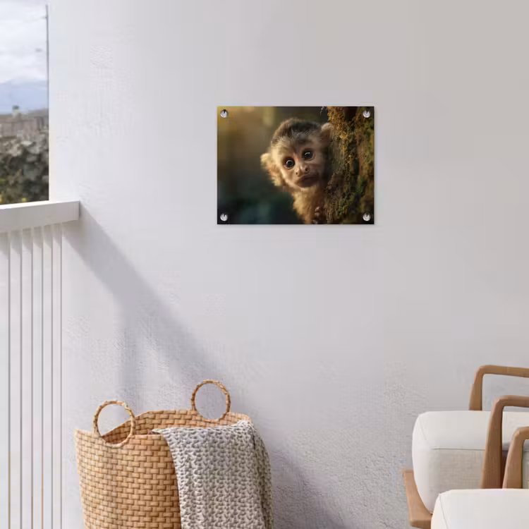 Aap - Boomstronk - Bruin tuinposter los doek klein -sfeer8