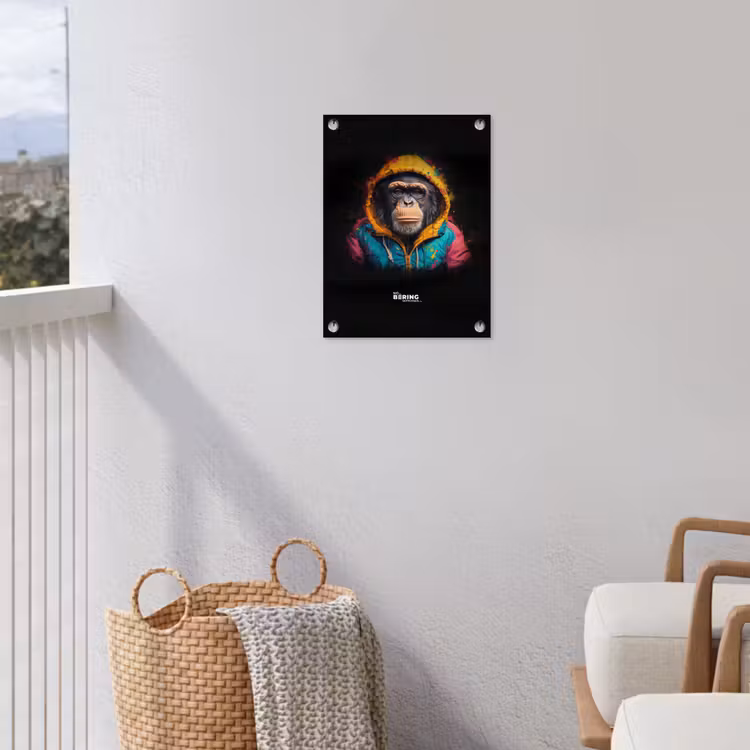 Aap met kleurrijk vest tuinposter los doek klein -sfeer8