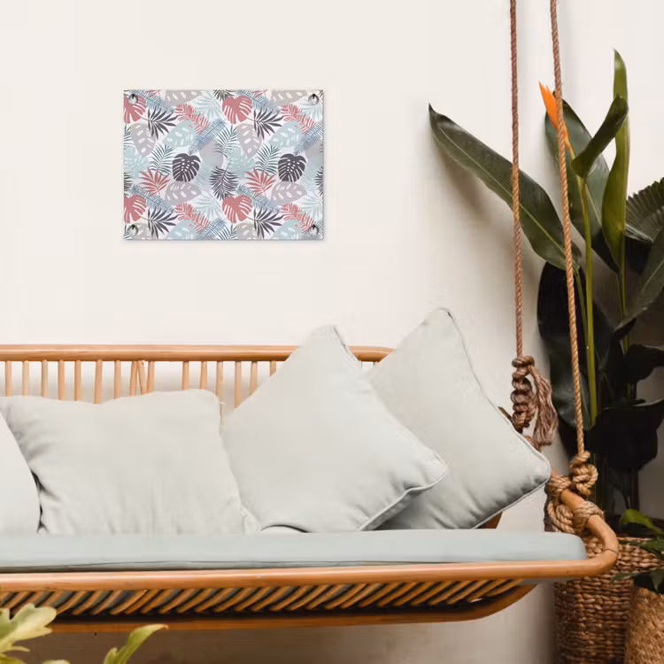 Monstera - Pastel - Bladeren - Tropical tuinposter los doek klein -sfeer7
