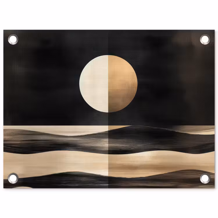 Maan - Cirkel - Goud tuinposter los doek klein -3d