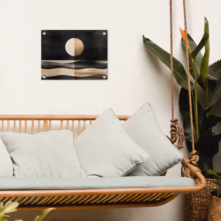 Maan - Cirkel - Goud tuinposter los doek klein -sfeer7