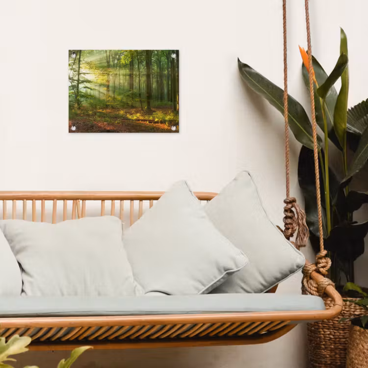 Ochtendlicht in het bos tuinposter los doek klein -sfeer7