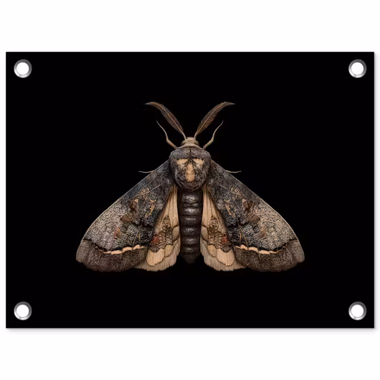 Mot - Bladachtig - Grijs tuinposter los doek klein -3d