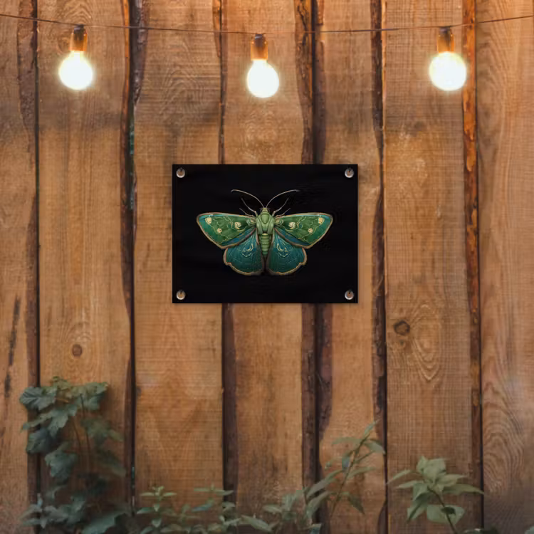 Mot - Levendig - Groen tuinposter los doek klein -sfeer1