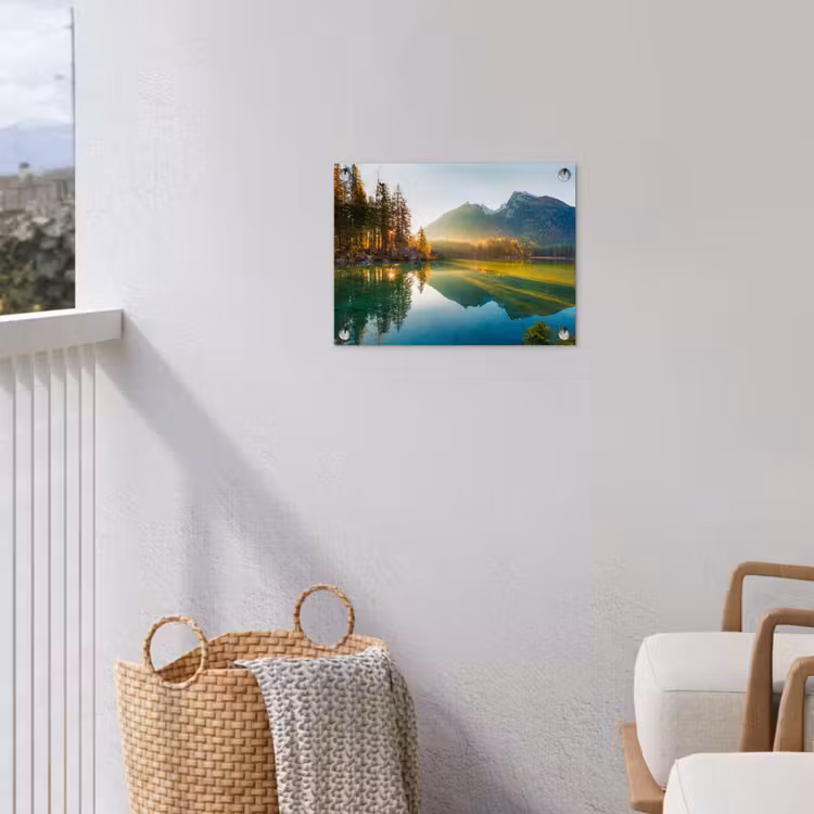 Bergmeer in de Ochtendzon tuinposter los doek klein -sfeer8
