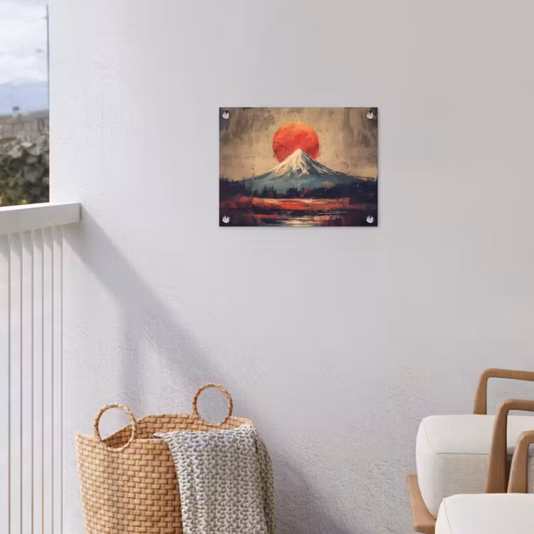 Bergtop - Sneeuw - Zon tuinposter los doek klein -sfeer8