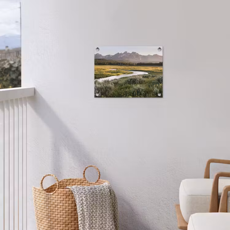 Berglandschap - Rivier - Bos tuinposter los doek klein -sfeer8