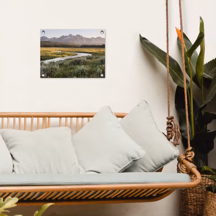 Berglandschap - Rivier - Bos tuinposter los doek klein -sfeer7