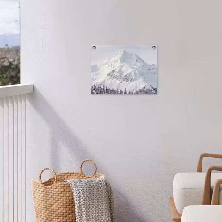 Berg - Sneeuw - Winter - Natuur - Wit tuinposter los doek klein -sfeer8