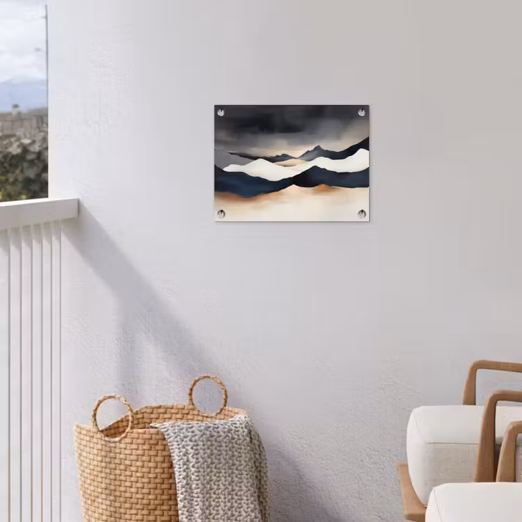 Bergen - Donkerblauw - Landschap tuinposter los doek klein -sfeer8