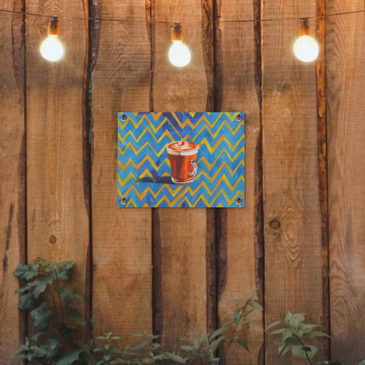 Mok - Koffie - Zigzag - Slagroom tuinposter los doek klein -sfeer1