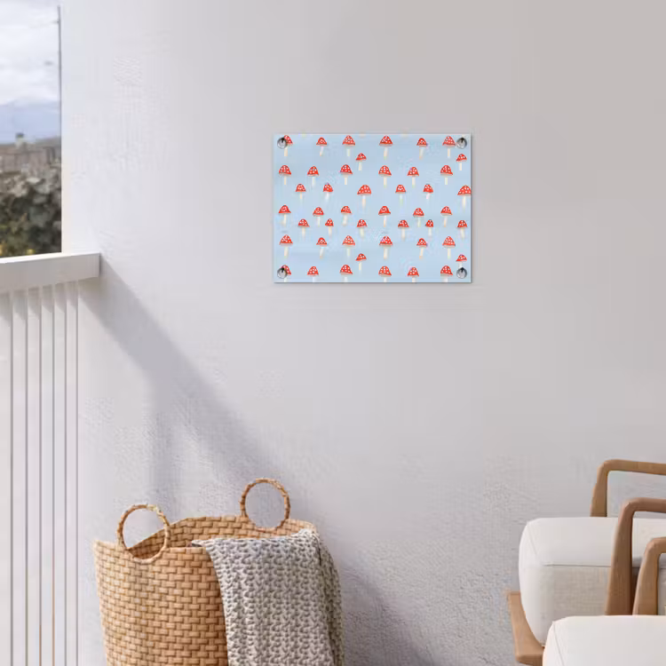 Paddenstoel -Sprookje - Blauw tuinposter los doek klein 239 -sfeer8