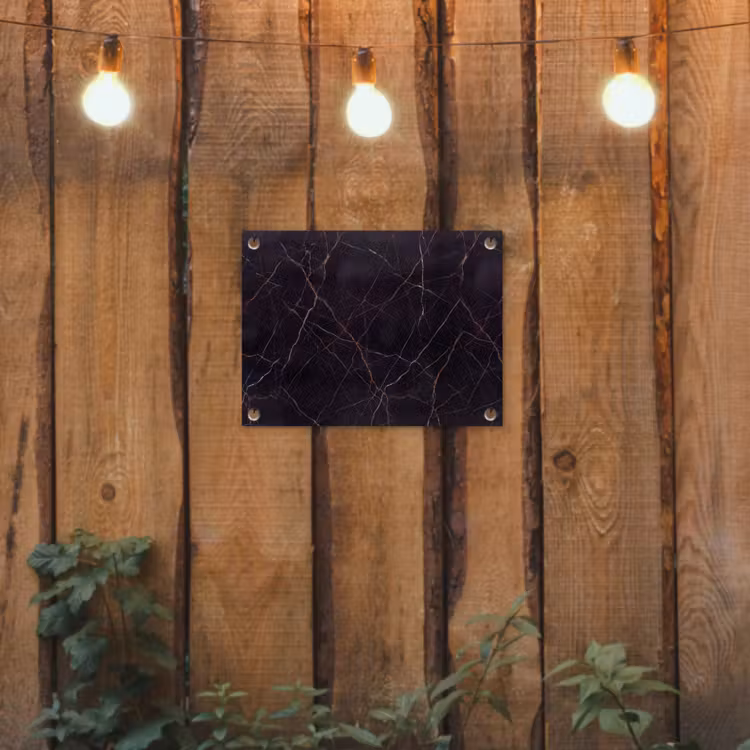 Natuursteen - Marmerpatroon - Abstract - Modern - Zwart - Goud tuinposter los doek klein -sfeer1