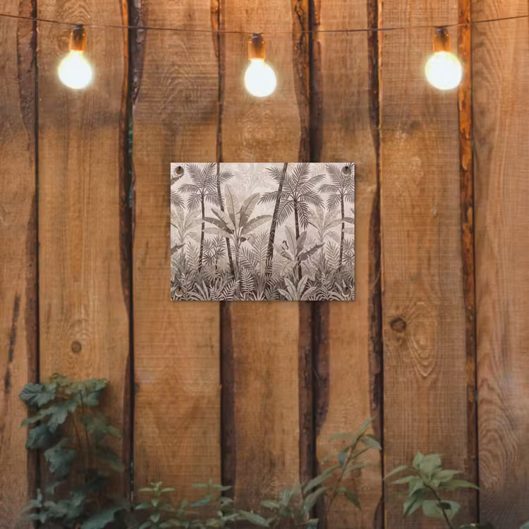 Natuur - Bladeren - Landschap - Mozaïek - Beige tuinposter los doek klein -sfeer1