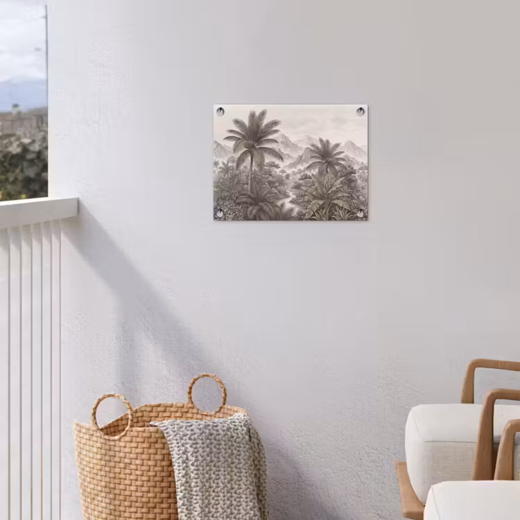 Natuur - Bergen - Rivier - Tropisch - Vintage tuinposter los doek klein -sfeer8
