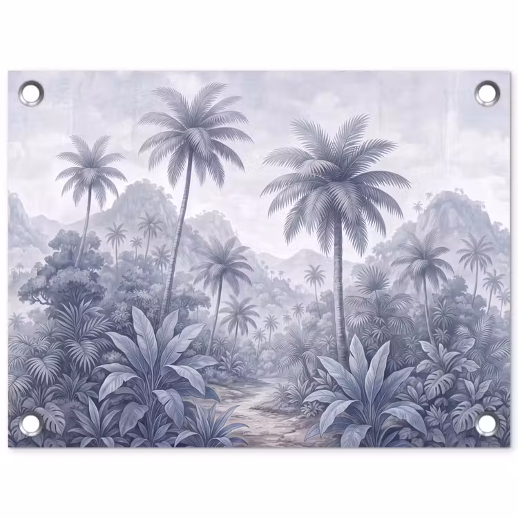 Natuur - Boom - Tropisch - Landschap - Blauw tuinposter los doek klein -3d
