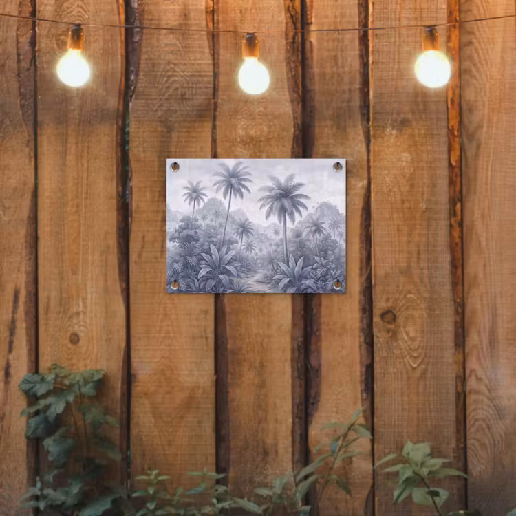 Natuur - Boom - Tropisch - Landschap - Blauw tuinposter los doek klein -sfeer1