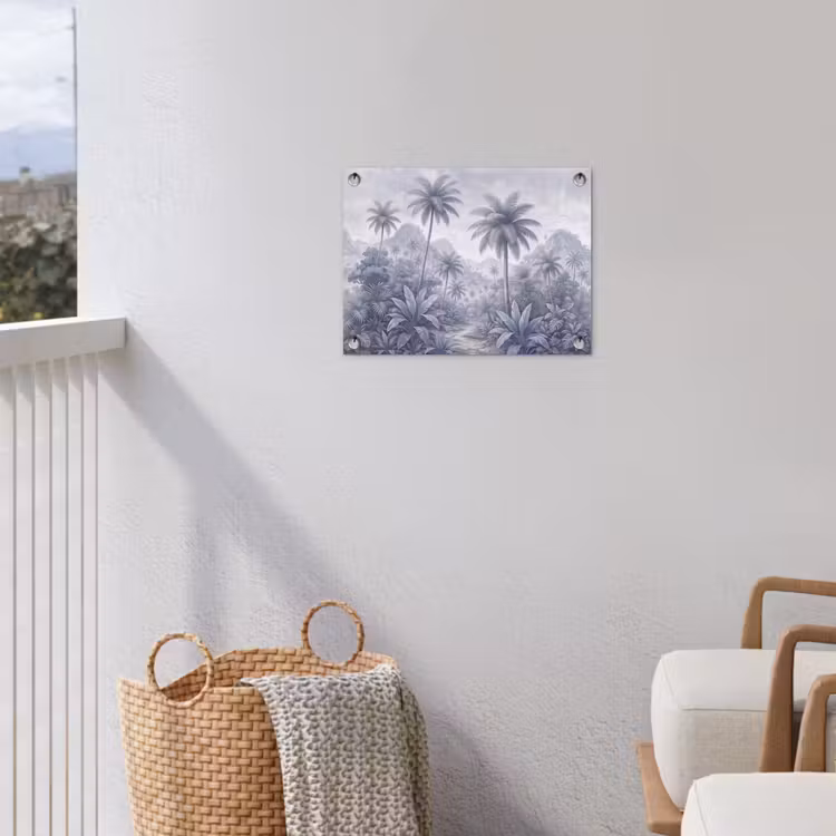 Natuur - Boom - Tropisch - Landschap - Blauw tuinposter los doek klein -sfeer8