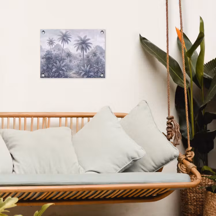 Natuur - Boom - Tropisch - Landschap - Blauw tuinposter los doek klein -sfeer7