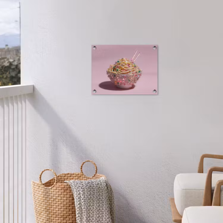 Noodles - Edelstenen - Stokjes - Roze tuinposter los doek klein -sfeer8