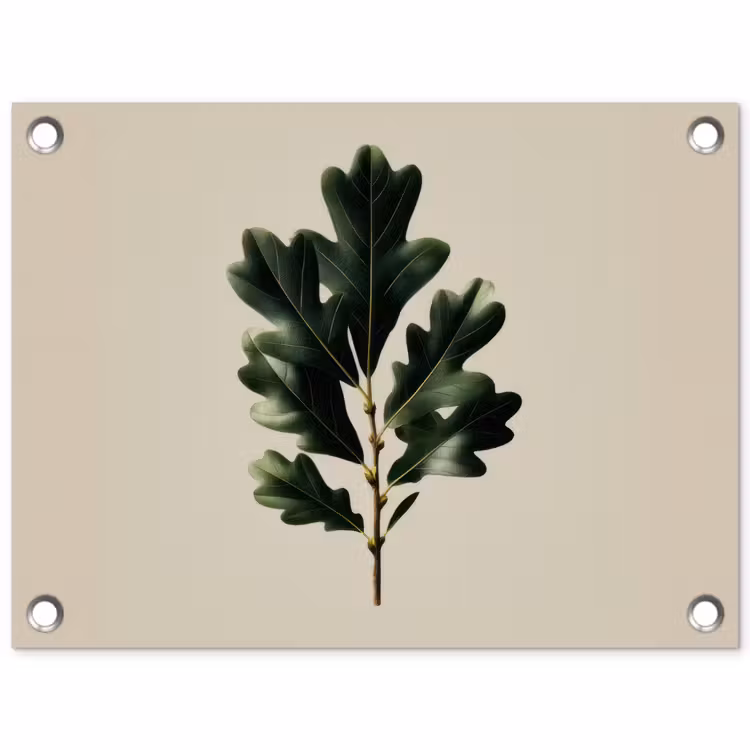 Eikenbladeren - Beige - Groen - Golvende randen tuinposter los doek klein -3d
