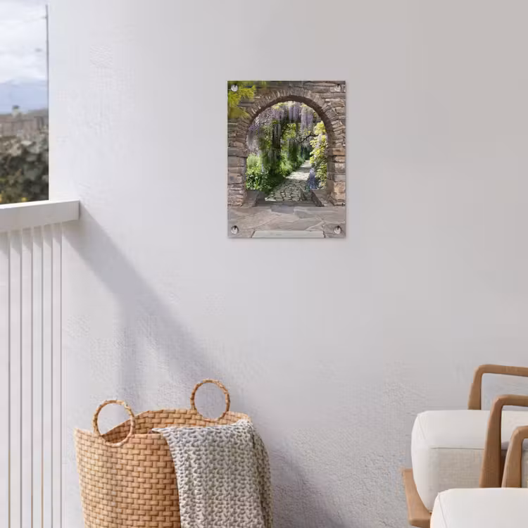 Oude deuren naar een tuinpad tuinposter los doek klein -sfeer8