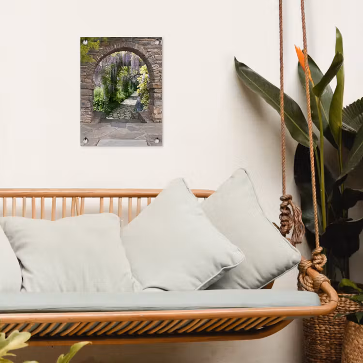 Oude deuren naar een tuinpad tuinposter los doek klein -sfeer7