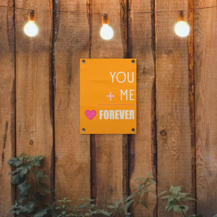 Oranje - Love - Valentijn tuinposter los doek klein -sfeer1