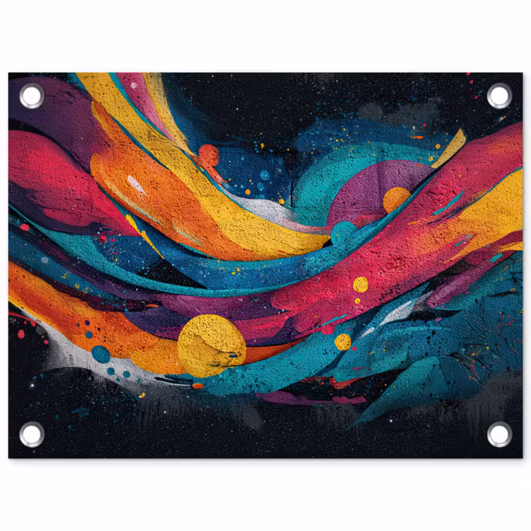 Banen - Golven - Kleurrijk - Abstract tuinposter los doek klein -3d