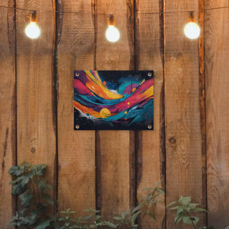 Banen - Golven - Kleurrijk - Abstract tuinposter los doek klein -sfeer1