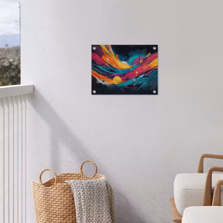 Banen - Golven - Kleurrijk - Abstract tuinposter los doek klein -sfeer8