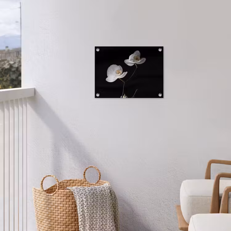 Orchidee - Bloemen - Zwart - Wit - Stilleven tuinposter los doek klein -sfeer8