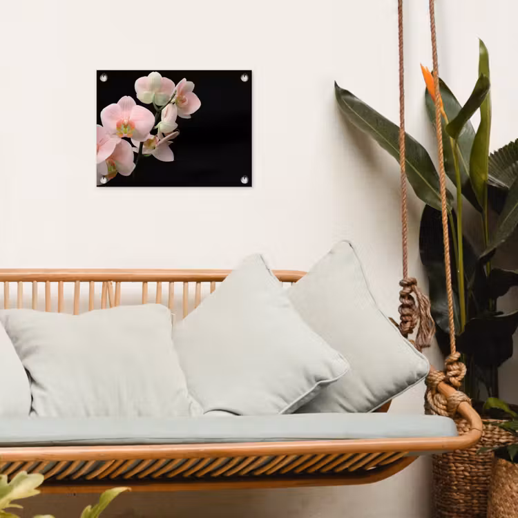 Orchidee - Bloemen - Roze - Stilleven - Flora tuinposter los doek klein -sfeer7